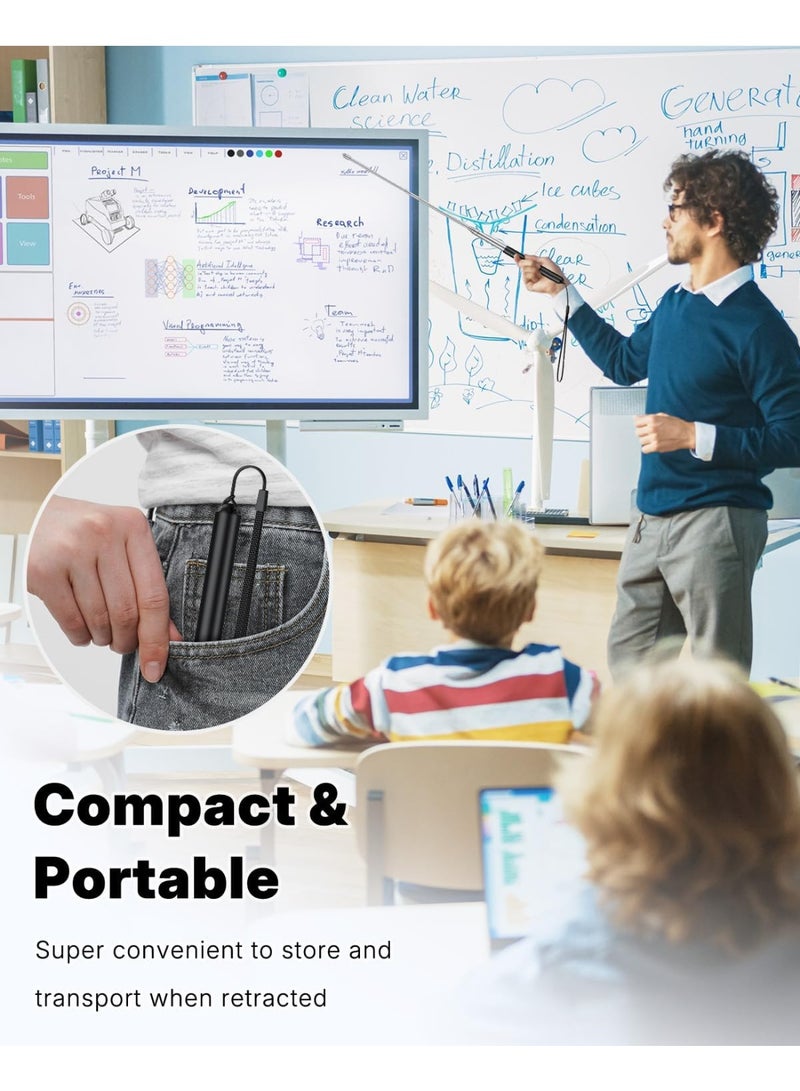 Telescopic Stylus Pen for Touchscreens, Telescopic Teachers Pointer with Stylus & Lanyard, Retractable Teacher Pointer Stick for Classroom, Extendable Whiteboard Pointer, up to 100cm - Image 5