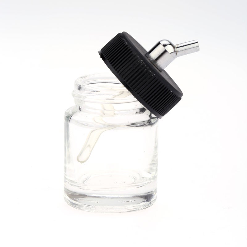 Airbrush Cleaning Glass Bottles: 22cc Transparent Durable Lightweight Siphon Feed - Adapter Lid Assembly Compatible With Master Badger Paasche Airbrushes For Airbrush Maintenance - Image 3