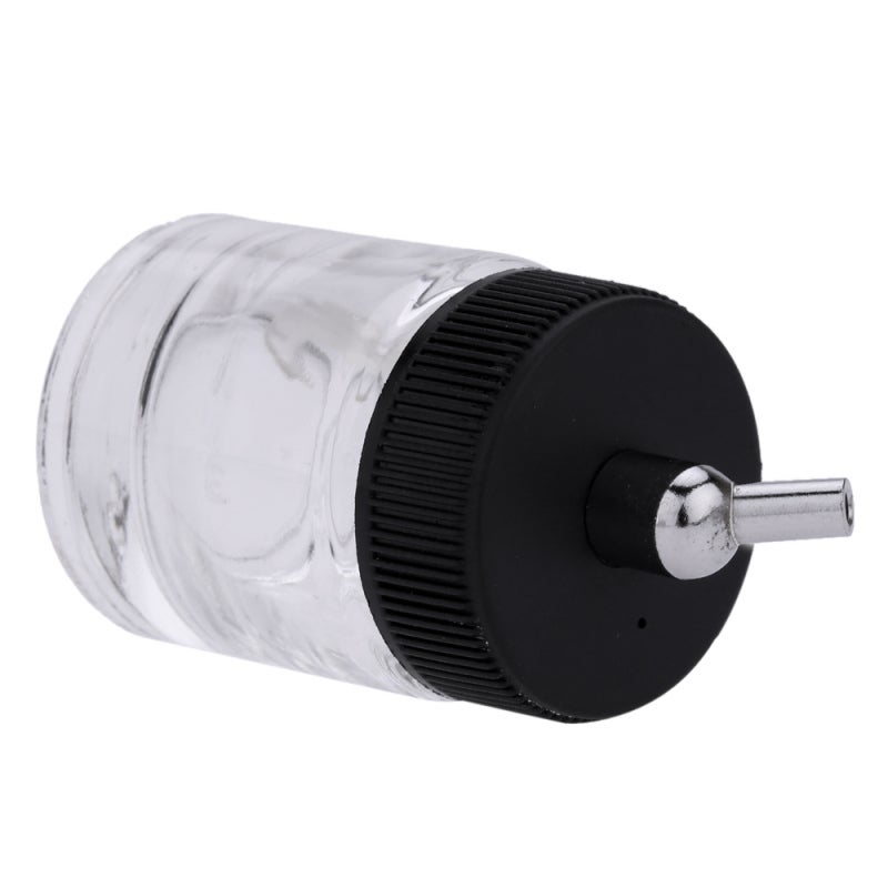 Airbrush Cleaning Glass Bottles: 22cc Transparent Durable Lightweight Siphon Feed - Adapter Lid Assembly Compatible With Master Badger Paasche Airbrushes For Airbrush Maintenance - Image 2