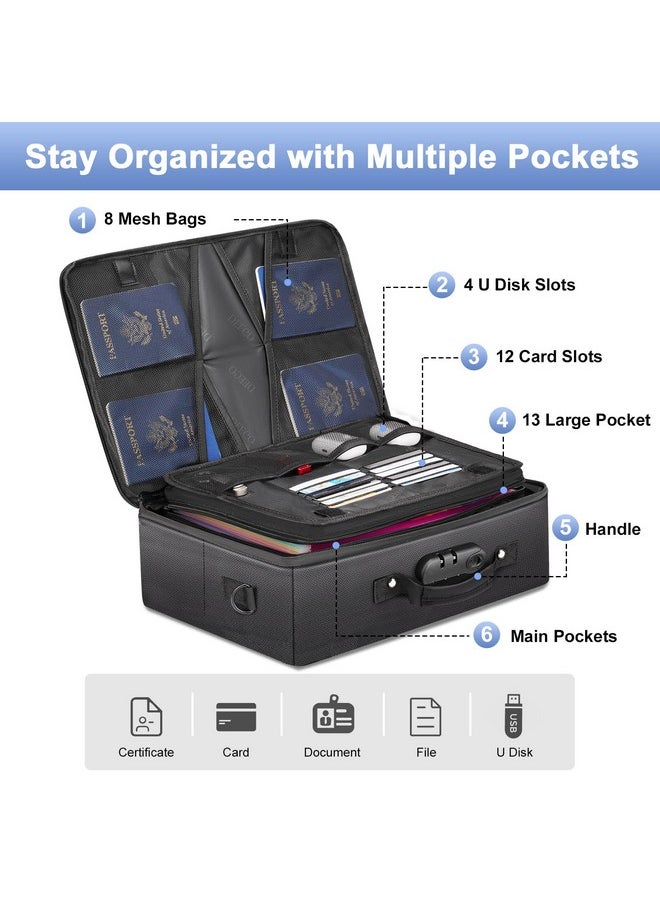 DEEGO - Fireproof Document Bag With Lock, Important Document Organizer Waterproof Document Safe File Organizer Box File Storage Portable Travel File Safe For File Certificate Home Office - Image 1