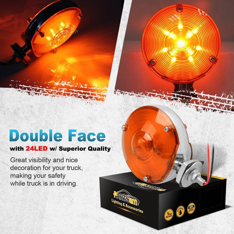 Partsam 4" Double Face Amber Stop Turn Tail Light - Image 4