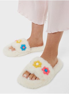 Ginger Floral Trim  Fluffy Bedroom Slippers  - Image 5