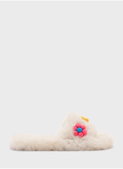 Ginger Floral Trim  Fluffy Bedroom Slippers  - Image 1