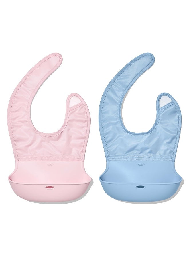 OXO Tot Roll-Up Bib - 2 Pack - Blossom and Dusk - Image 1