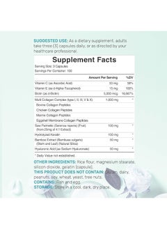 DEAL SUPPLEMENT Multi-Collagen Pills For Women With Vitamin C, E, & Biotin, 300 Capsules – 11 In 1 Formula With Saw Palmetto, Bamboo Silica, & Hyaluronic Acid – Hair, Skin, Nail, & Joint Health  - Image 2