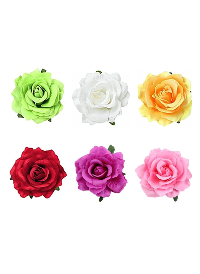 ALIMITOPIA ALIMITOPIA Flower Hair Clip Fabric Artificial Rose Flower Hairpin Barrette Brooch Headdress Bobby Pins Headwear Hair Accessories for wedding Party suppliesRose Style43 inches6pcs 