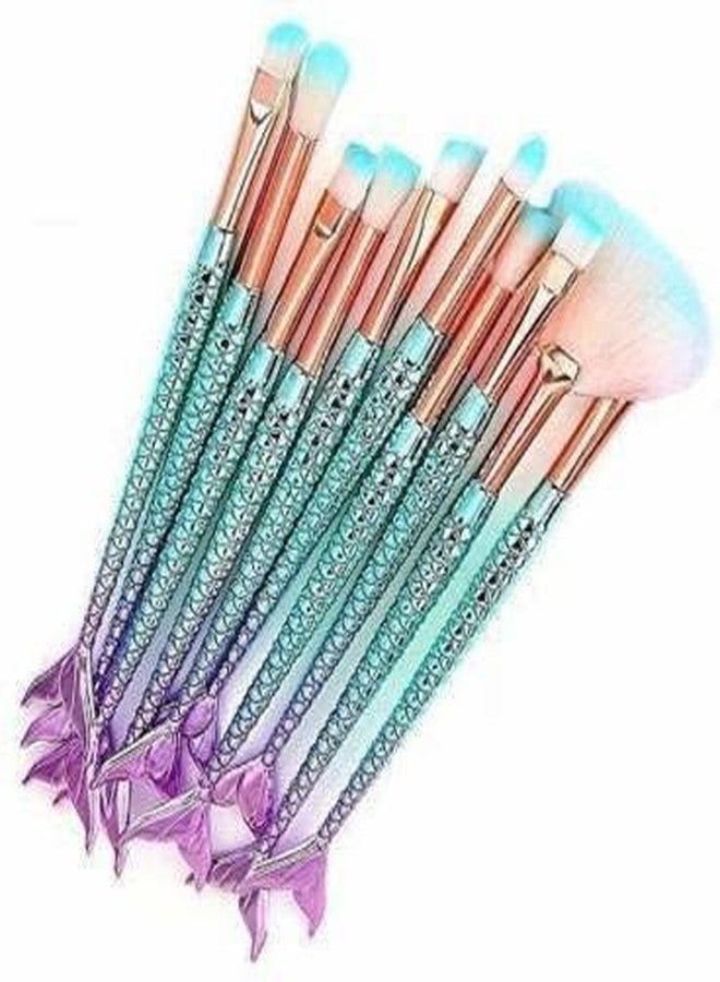 DATNASAYAD Makeup Foundation Eyebrow Eyeliner Blush Cosmetic Concealer Brushes (Mermaid Colorful) (Pack Of 10) - Image 1