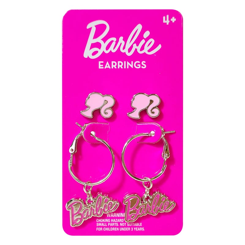 LUV HER Barbie Hypoallergenic Earrings for Girls - Hot Pink Stud Earrings & Fishhook Drop Earring Set with Charms - One Size Fits Most - Barbie Accessories for Girls Ages 4+ - Image 5