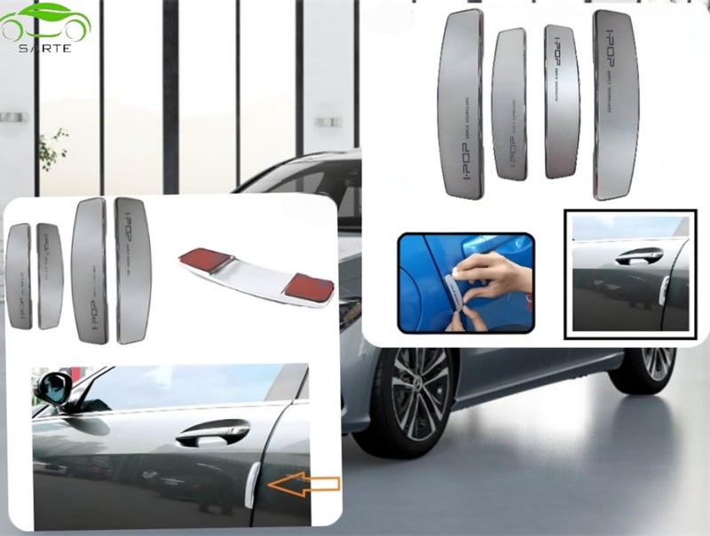 SARTE Universal Anti Scratch Car Door Edge Guard Bumper Scratch Protector Compatible with All Cars Silver Colour (Set of 4) - Image 3