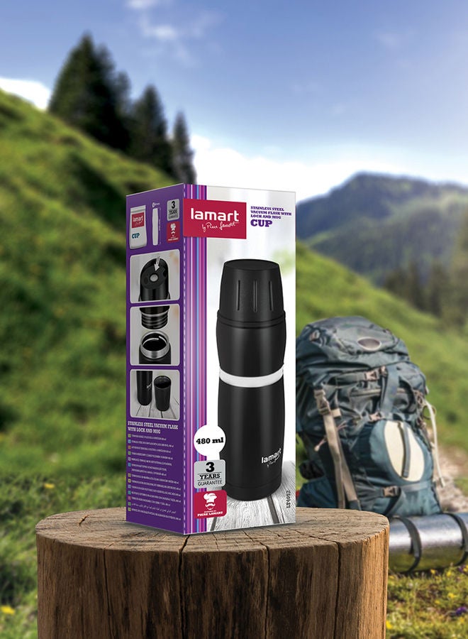 Lamart Vacuum Flask High Quality Stainless Steel 480 Ml Black/White - Image 5
