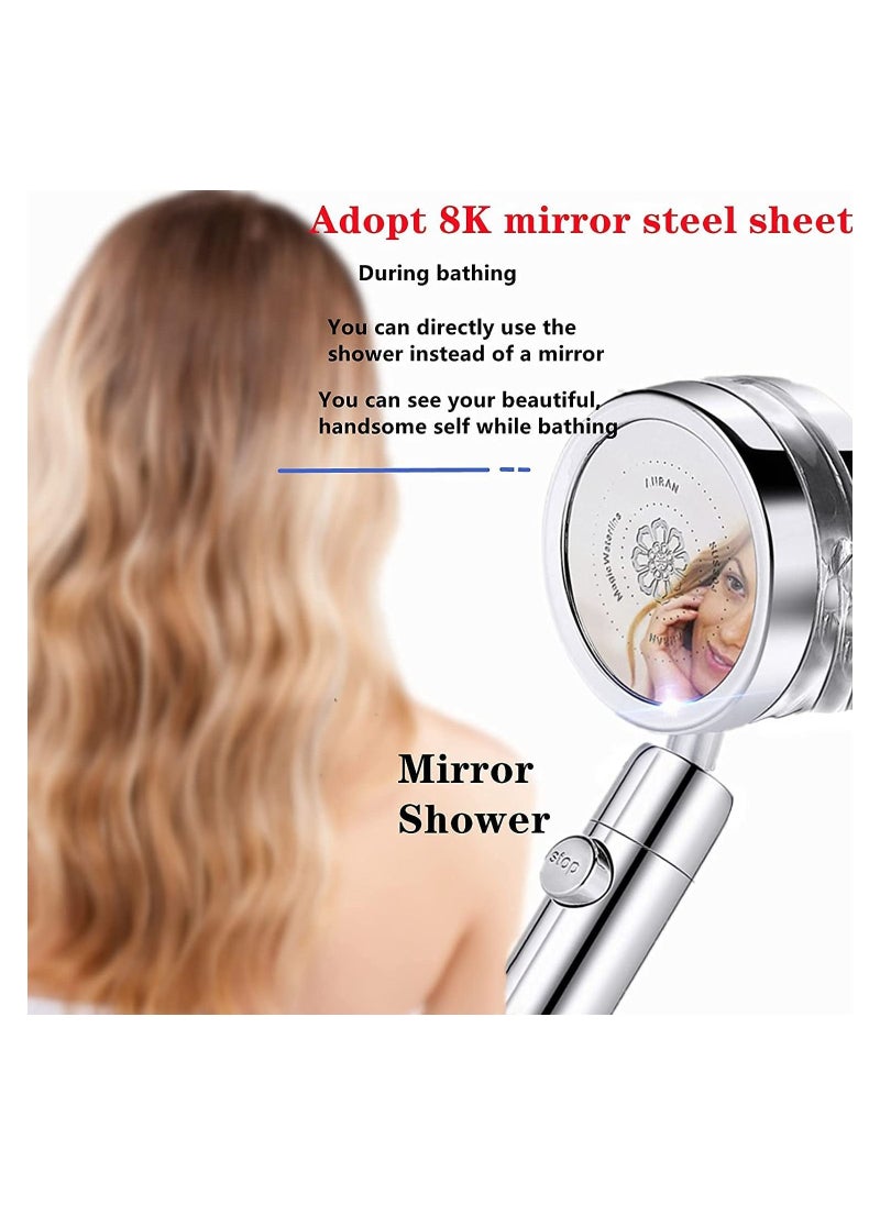 Handheld Turbocharged 360 Degrees Rotating  Pressure Propeller Shower Propeller Driven Turbo Charged Spinning Shower Head Turbo Fan Shower Head with Filter and Pause Switch Easy Install