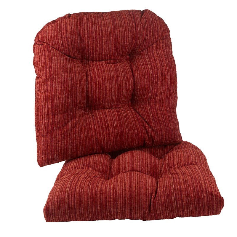 Klear Vu Gripper Overstuffed Universal NonSlip Dining Chair Cushions for Kitchen Decor or Office Use UShaped SkidProof Seat Pad 17x17 Inches 2 Count Pack of 1 Chenille Garnet Red