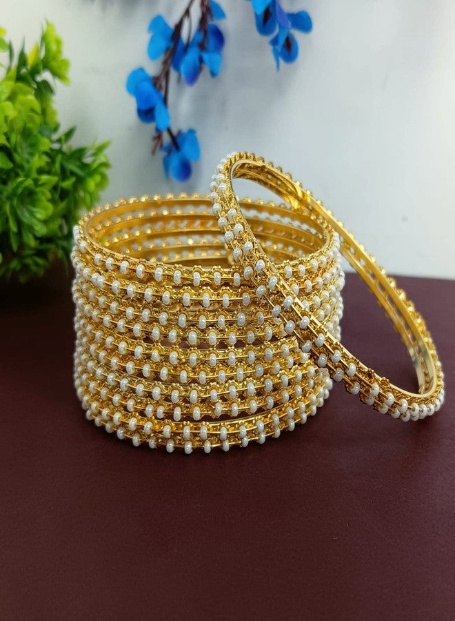 Efulgenz Indian Bangles for Women Bangles Faux Pearl Traditional Bracelet Bangle Set Bollywood Jewelry for Women - Image 2