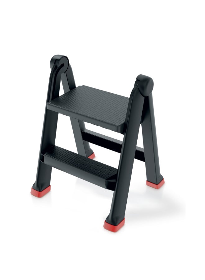 Kistenberg 2-Step One-Sided Folding Uni Step Ladder Black and Red 60 x 43.5 x 47 cm KUL4560 - Image 1