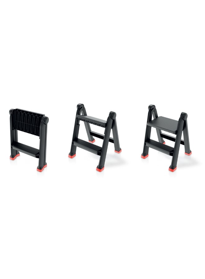 Kistenberg 2-Step One-Sided Folding Uni Step Ladder Black and Red 60 x 43.5 x 47 cm KUL4560 - Image 2