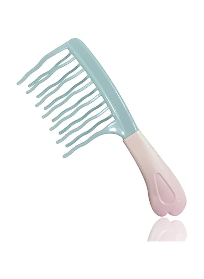 مشط أسنان واسعة للشعر المجعد والرطب والطويل بتصميم مموج للطبقتين - Image 1