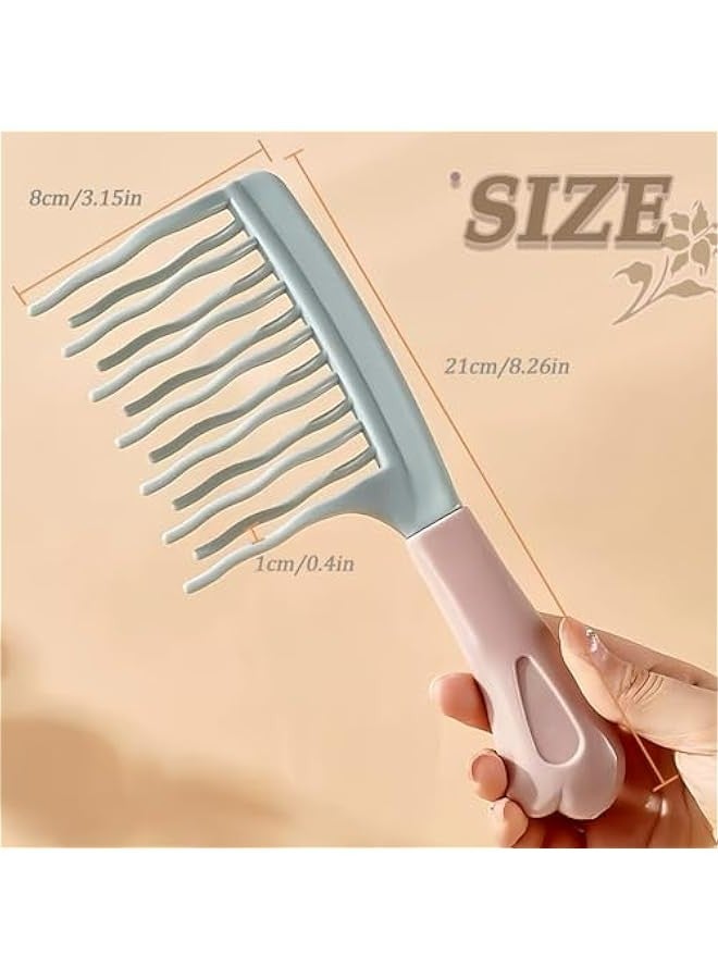 مشط أسنان واسعة للشعر المجعد والرطب والطويل بتصميم مموج للطبقتين - Image 2