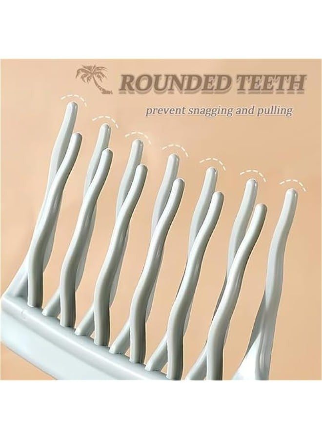 مشط أسنان واسعة للشعر المجعد والرطب والطويل بتصميم مموج للطبقتين - Image 3