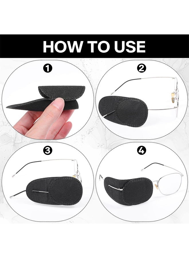 رقعة عين مكونة من 6 قطع للأطفال والبنات والأولاد، رقعة للعين اليمنى واليسرى للنظارات، رقعة عين تغطية كاملة للأطفال لعلاج ضعف البصر والحول وبعد الجراحة (أسود) - Image 3