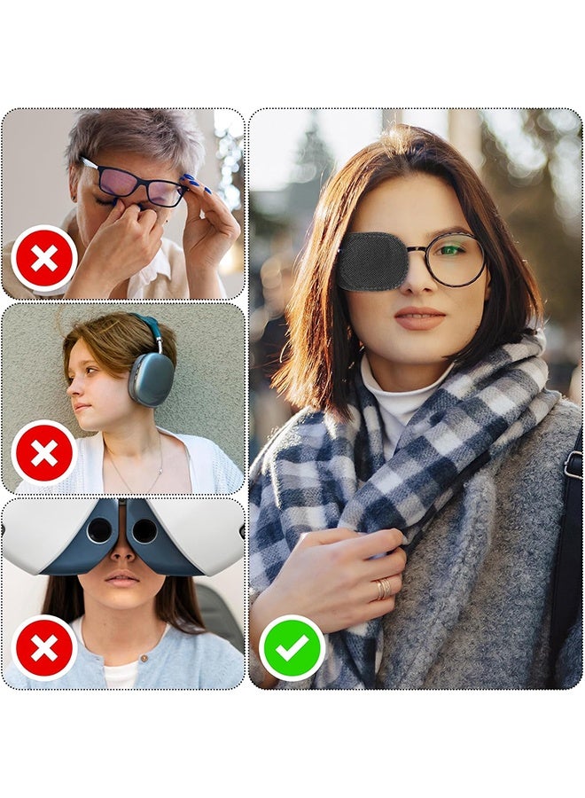 رقعة عين مكونة من 6 قطع للأطفال والبنات والأولاد، رقعة للعين اليمنى واليسرى للنظارات، رقعة عين تغطية كاملة للأطفال لعلاج ضعف البصر والحول وبعد الجراحة (أسود) - Image 5