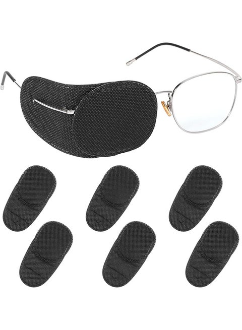 رقعة عين مكونة من 6 قطع للأطفال والبنات والأولاد، رقعة للعين اليمنى واليسرى للنظارات، رقعة عين تغطية كاملة للأطفال لعلاج ضعف البصر والحول وبعد الجراحة (أسود)