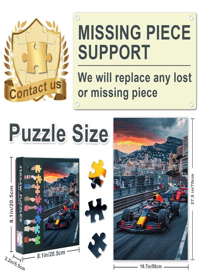 Rebotipy Racing Car Jigsaw Puzzles 1000 Pieces Formula One Car Puzzle for Adults 1000 Pieces with Letters on Back Hard Impossible Difficult Challenging Family Puzzle Sports Competition Puzzles 20x27inch - Image 3