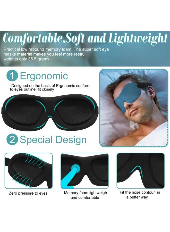 Bencailor 8 Pcs Sleep Eye Mask 3D Contoured Eyes Mask Blackout Eye Covers for Sleeping with Adjustable Strap Light Night Blindfolds Soft Comfy Eyes Shade for Women Men (Medium,Solid Color) - Image 5