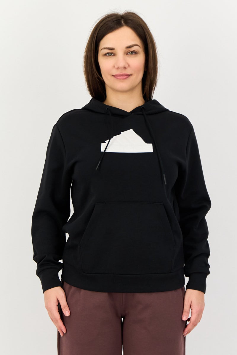 Adidas هودي خارجي للنساء بأكمام طويلة مناسب للرياضة، أسود - Image 1