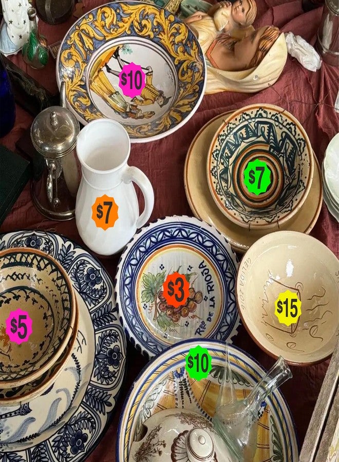 ملصقات أسعار بيع الساحات، عبوة من 1470 ملصقًا، ملصقات دائرية بقطر 3/4 بوصة، ألوان فلورية، مطبوعة مسبقًا من 0.50 دولار إلى 15 دولارًا - Image 4