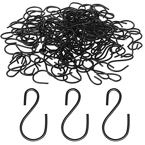 Sratte 240 Pcs Mini S Hook for Hanging 1 Inch Metal Hanging Hooks S Shaped Iron Wire Hangers Mini Ornament Storage Hangers for Irish Day Decor Pot Plant Jewelry Keychain Black - Image 1