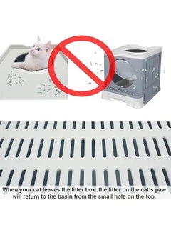 XiuWoo Cat Litter Box Enclosed Cat Potty Top Entry Anti-Splashing Kitten Toilet Foldable Large Kitty Litter Pan with Lid & Drawer Type for Cats Kittens Pet, Easy to Scoop & Clean, Grey  - Image 3
