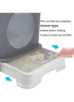 XiuWoo Cat Litter Box Enclosed Cat Potty Top Entry Anti-Splashing Kitten Toilet Foldable Large Kitty Litter Pan with Lid & Drawer Type for Cats Kittens Pet, Easy to Scoop & Clean, Grey  - Image 4