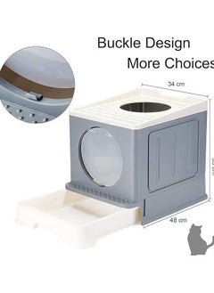 XiuWoo Cat Litter Box Enclosed Cat Potty Top Entry Anti-Splashing Kitten Toilet Foldable Large Kitty Litter Pan with Lid & Drawer Type for Cats Kittens Pet, Easy to Scoop & Clean, Grey  - Image 5