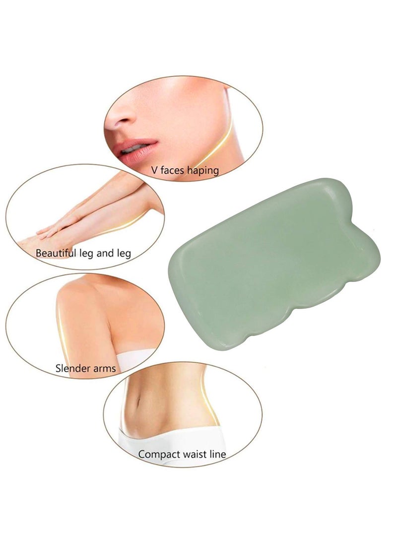 Ladista Ladista GSBLD76 Gua Sha Scraping Massage Tool for Facial Glow Blood Circulation Natural Jade Stone Removes Toxins Prevents Wrinkles Boost Radiance of Complexion 1 Pc Light Green  - Image 2