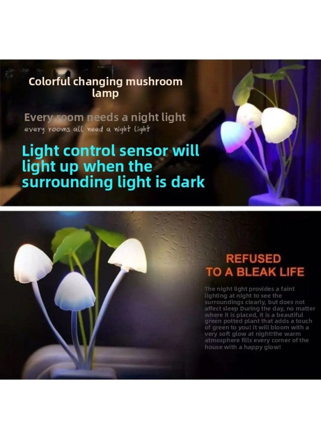 Light-controlled Night Light Lotus Leaf Mushroom Light-controlled Induction Light Dream Color-changing Mushroom Light Led Energy-saving Night Light-Specification:Light Control + Colorful + Color Change: 1 Lily-Size:Light Control Sensor: Energy Saving + 1 Kilowatt Hour Of Electricity Per Year + Automatic Light When Dark  - Image 5