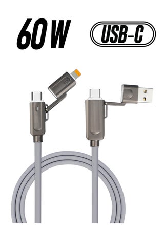 RCD 4-in-1 USB C Cable L Cable 60W, Type C Charger Fast Charging, Liquid Silicone Rubber Charger Cord Combo L/Type C/USB A Ports, Fast Charging & Data Sync, for 15/15 Pro/15 Plus/15 Pro Max, 4ft - pzsku/Z7BFE64107C3DDCD64C2BZ/45/_/1738233829/36990265-1d78-43f2-8d62-c8eaec98376d