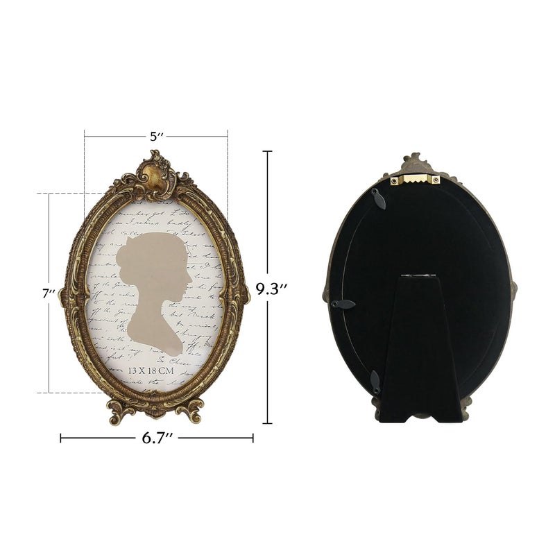 Sunlit Vintage Picture Frame 5x7 Inch  Oval Antique Photo Frames with Glass Front  Luxury Photo Display  Tabletop Wall Hanging  Gift Ideas  Bronze - Image 2