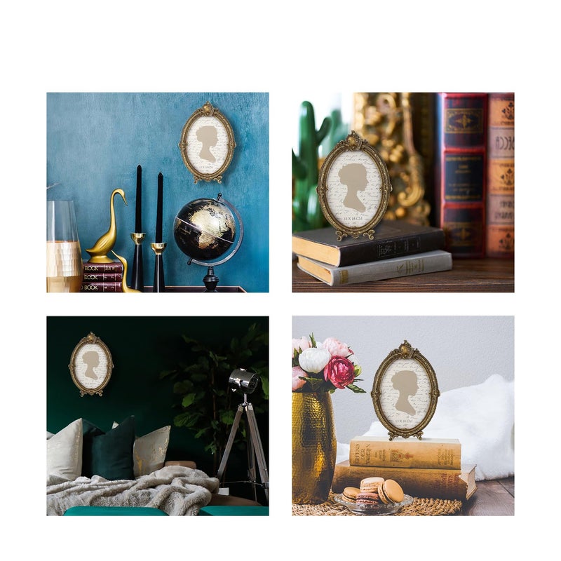 Sunlit Vintage Picture Frame 5x7 Inch  Oval Antique Photo Frames with Glass Front  Luxury Photo Display  Tabletop Wall Hanging  Gift Ideas  Bronze - Image 4