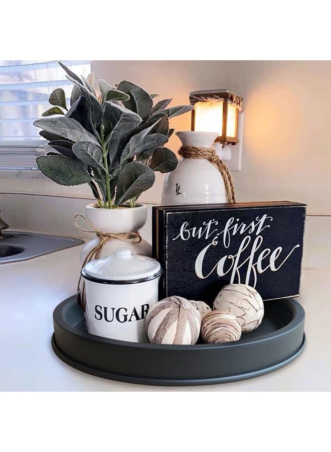 Lobolighting Black Round Decorative Serving Tray, Black Decorative Tray for Coffee Table Centerpieces Modern Farmhouse Home Decorations - Image 2