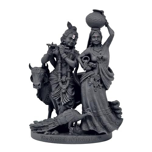 MurtiHome The Symbol of Divine Love Radha Krishna Murti, 10.16 cm Height, Black, 3D Printed, UV Resin, Hindu Religious Statue of RadhaKrishn - Image 1