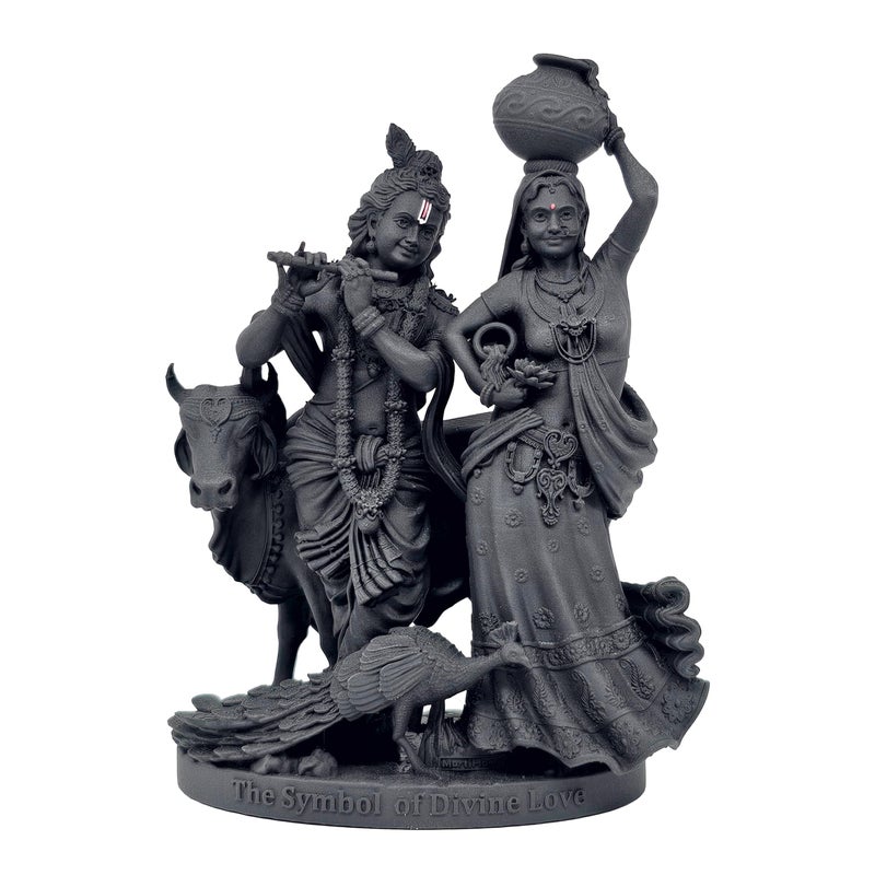 MurtiHome The Symbol of Divine Love Radha Krishna Murti, 10.16 cm Height, Black, 3D Printed, UV Resin, Hindu Religious Statue of RadhaKrishn - Image 5
