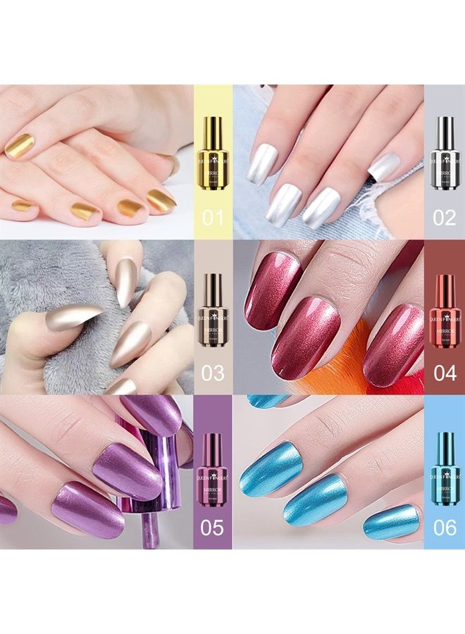 Ownest 12 Colors Mirror Nail Polish Set, Mirror Effect Long Lasting Gorgeous Glossy Manicure Nail Art Decoration, Brilliant Manicure Effect Nail Lacquers Kit-12pcs - Image 2