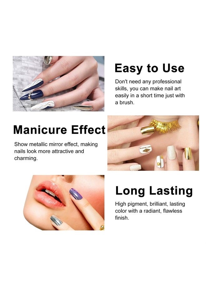 Ownest 12 Colors Mirror Nail Polish Set, Mirror Effect Long Lasting Gorgeous Glossy Manicure Nail Art Decoration, Brilliant Manicure Effect Nail Lacquers Kit-12pcs - Image 5
