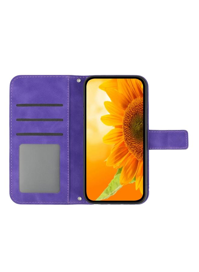 اس-توب جراب هاتف Honor X9c من الجلد بنمط زهرة الشمس مع حبل تعليق - Image 3