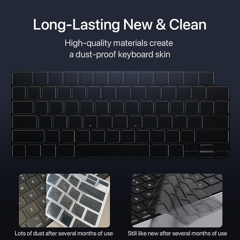 Oaky غطاء جلد لوحة المفاتيح الفاخر لجهاز MacBook Air 13.6 بوصة و 15.3 بوصة M2 M3 M4 و MacBook Pro 14/16 بوصة 2021-2024 M4 M3 M2 M1 Pro/Max - رمادي شفاف - Image 5