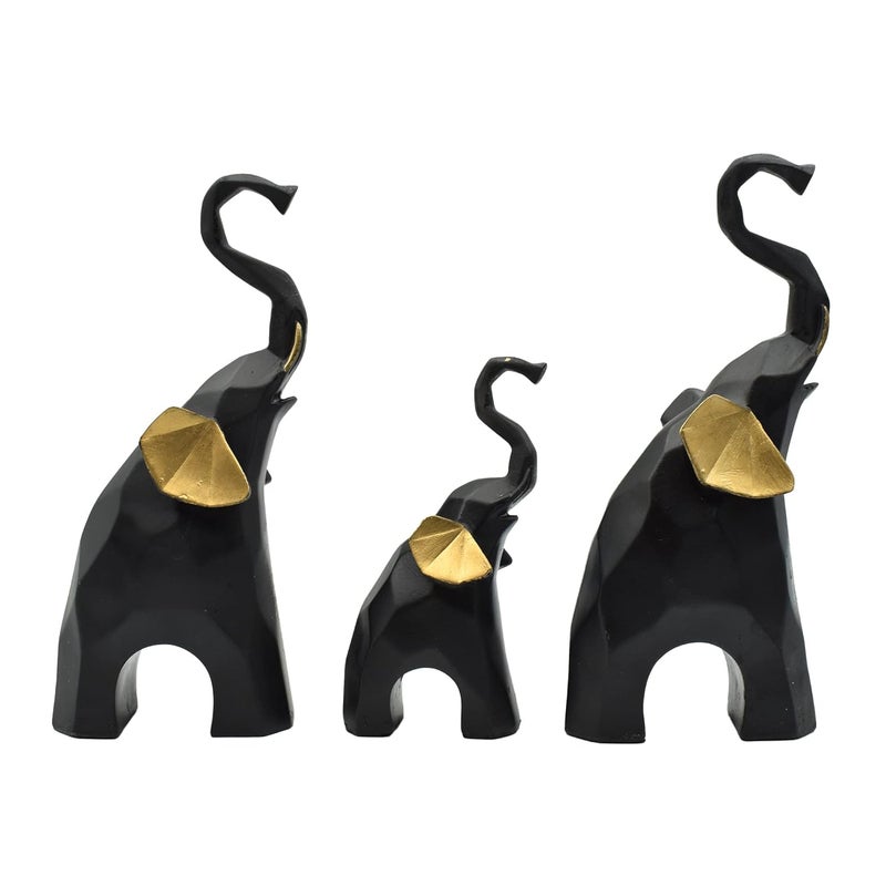 Dalvkot Elephant Statue Decorative Showpieces Set of 3 Animal Figurines for Home DecorIving Room Bedroom and Office Spaces - Image 2