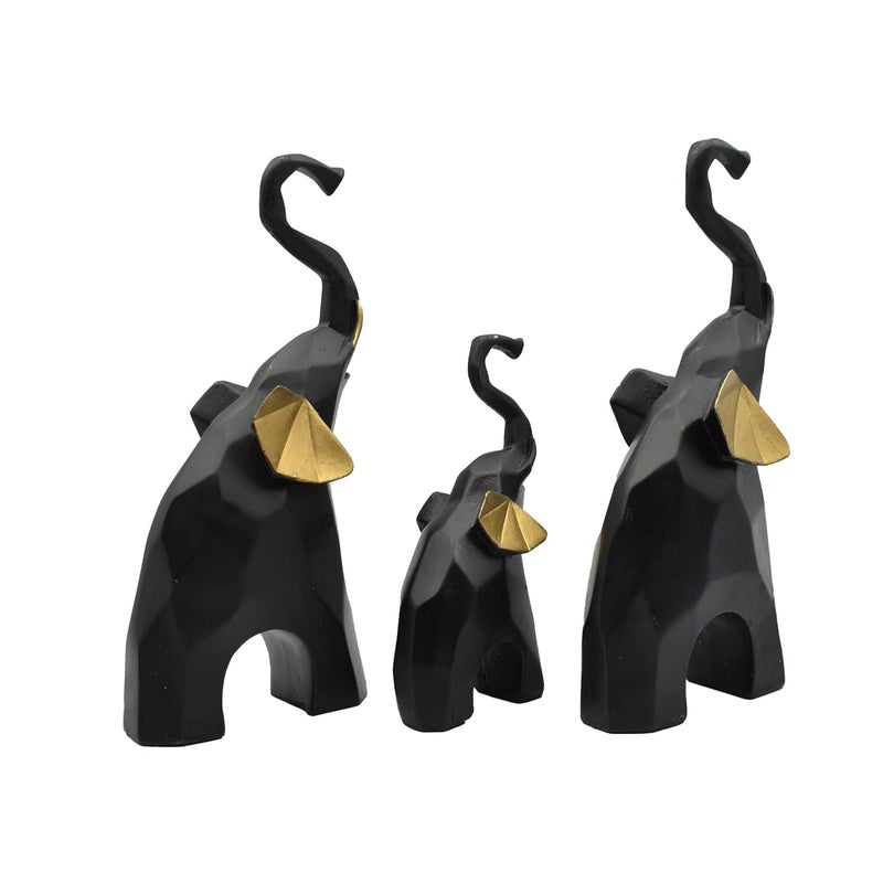 Dalvkot Elephant Statue Decorative Showpieces Set of 3 Animal Figurines for Home DecorIving Room Bedroom and Office Spaces - Image 3