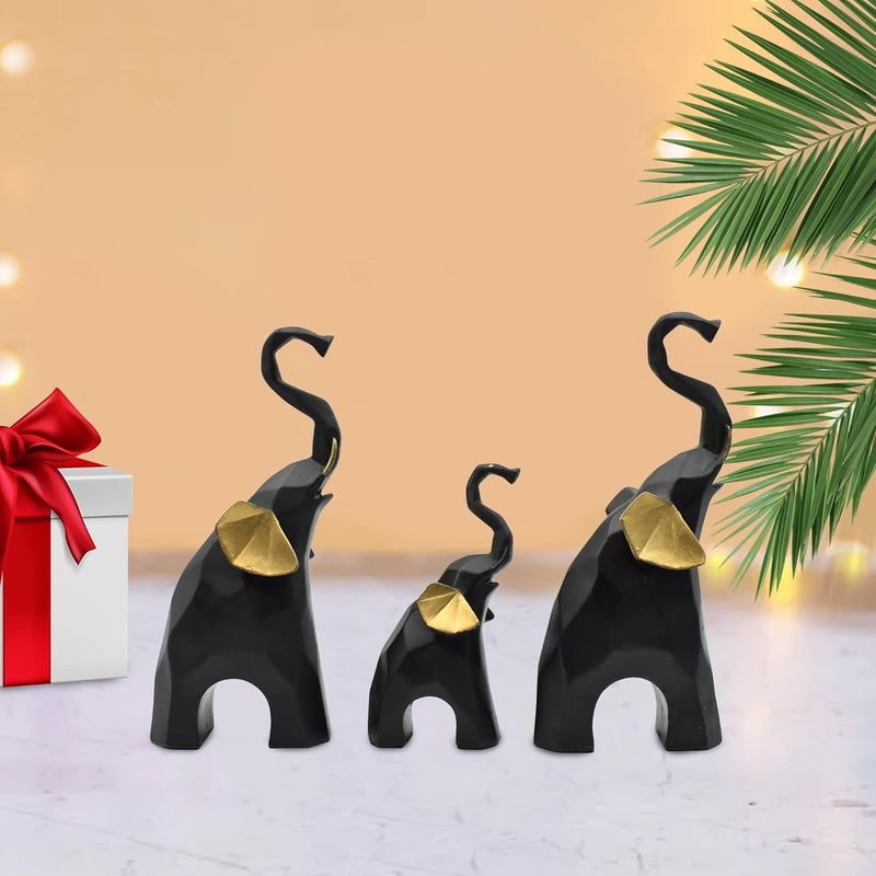 Dalvkot Elephant Statue Decorative Showpieces Set of 3 Animal Figurines for Home DecorIving Room Bedroom and Office Spaces - Image 1