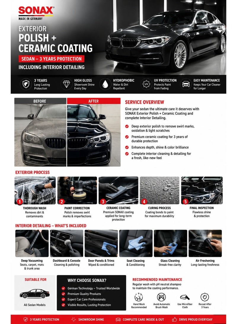 Sonax Executive Detailing: Ceramic Coating + Full Interior Care | 3 years warranty - Image 1