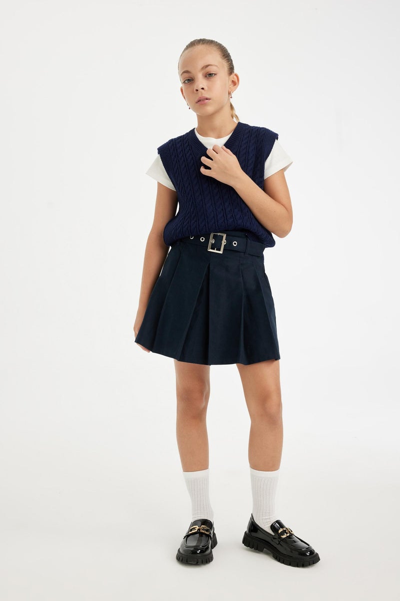 DeFacto Blue Girl Girl Gabardine Regular Fit Skirt Casual - Image 2